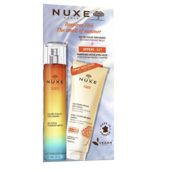 Nuxe Sun Coffret Agua Perfumada 100 ML + Oferta Shampoo Gel Pós Solar 200Ml